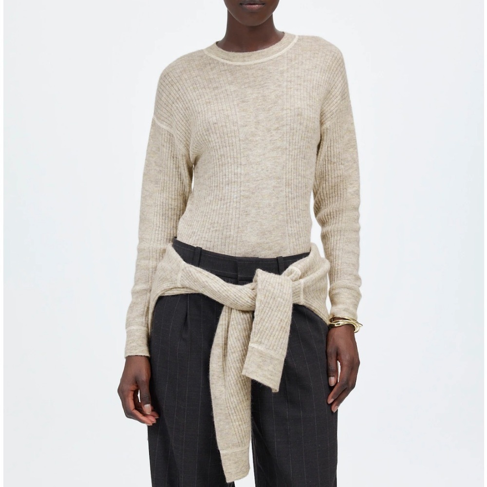 Madewell Ribbed Alpaca Blend crewneck Sweater NWOT Heather Stone Size L